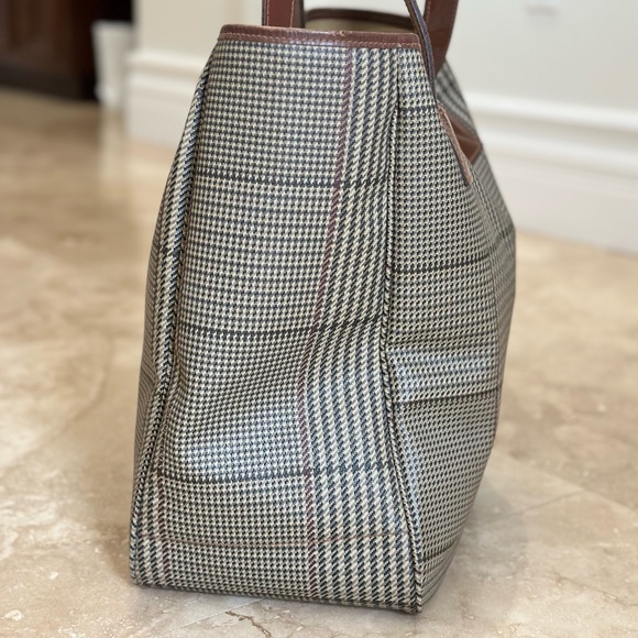Polo Ralph Lauren Tartan Plaid Houndstooth Coated Canvas Large Tote - Picture 4 of 12